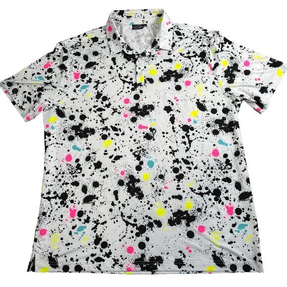 Sunday Swagger Other - Sunday Swagger Golf Polo Shirt Mens XXL Paint Splatter Performance Stretch Top